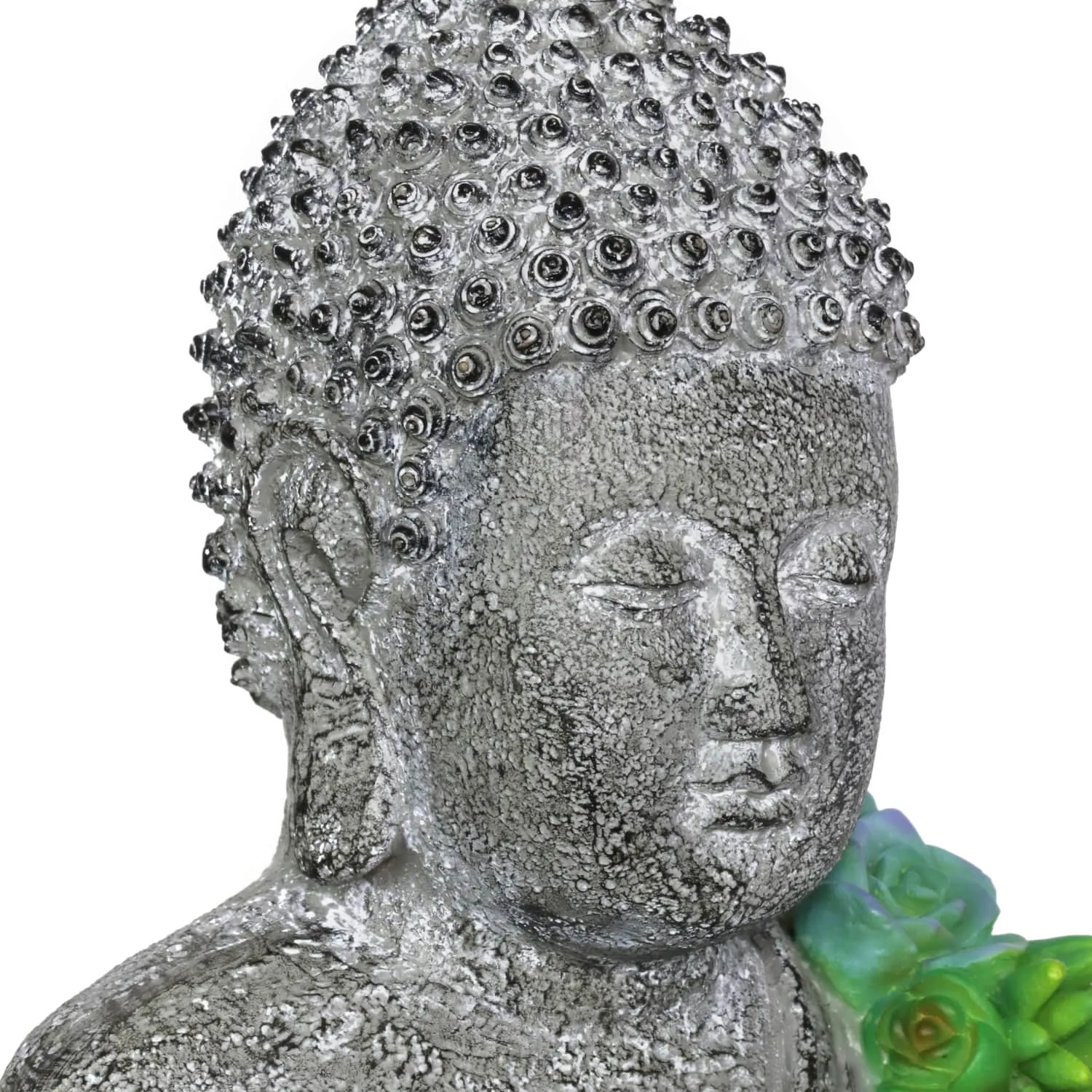 Solar Succulent Adorned Buddha, 10 by 14 Inches