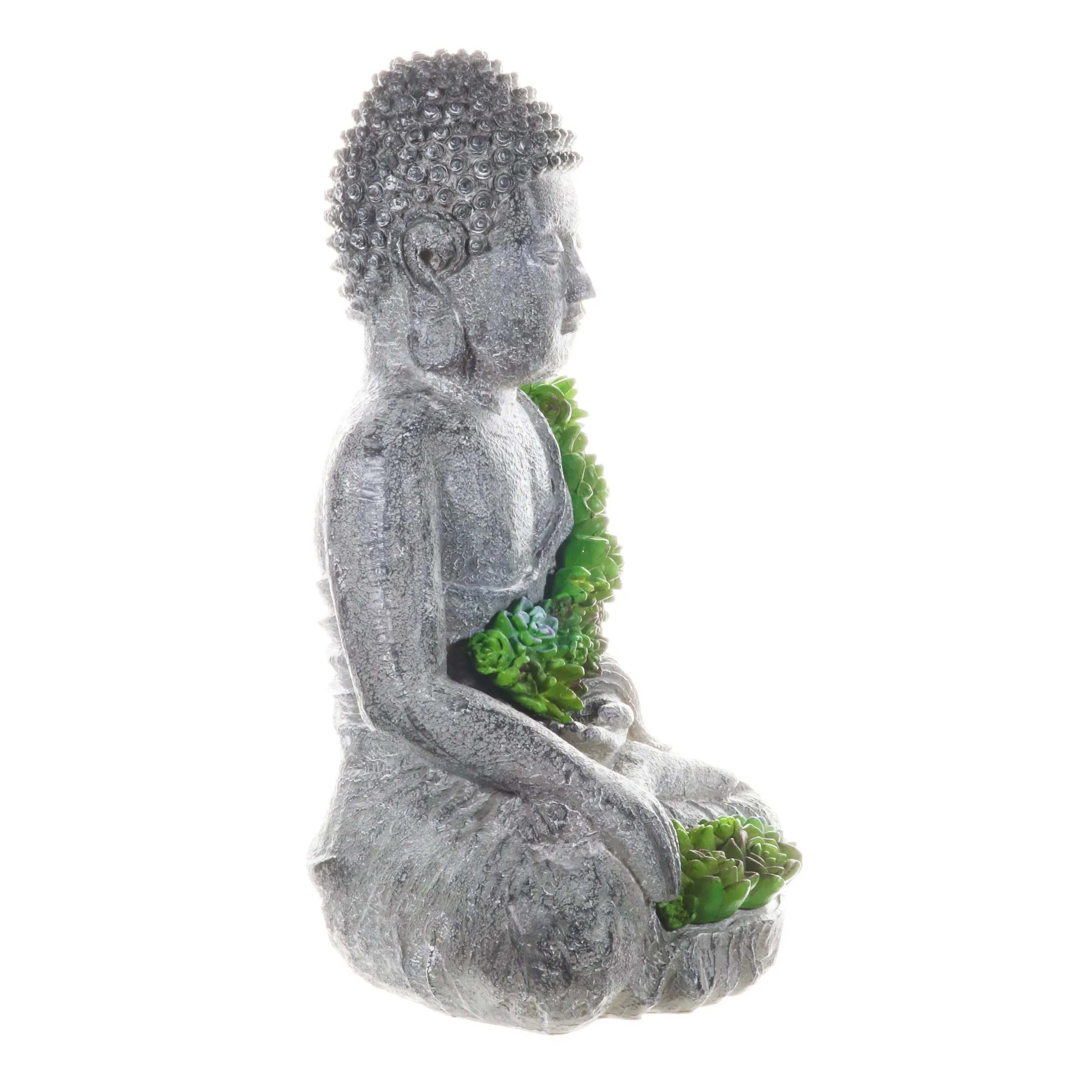 Solar Succulent Adorned Buddha, 10 by 14 Inches