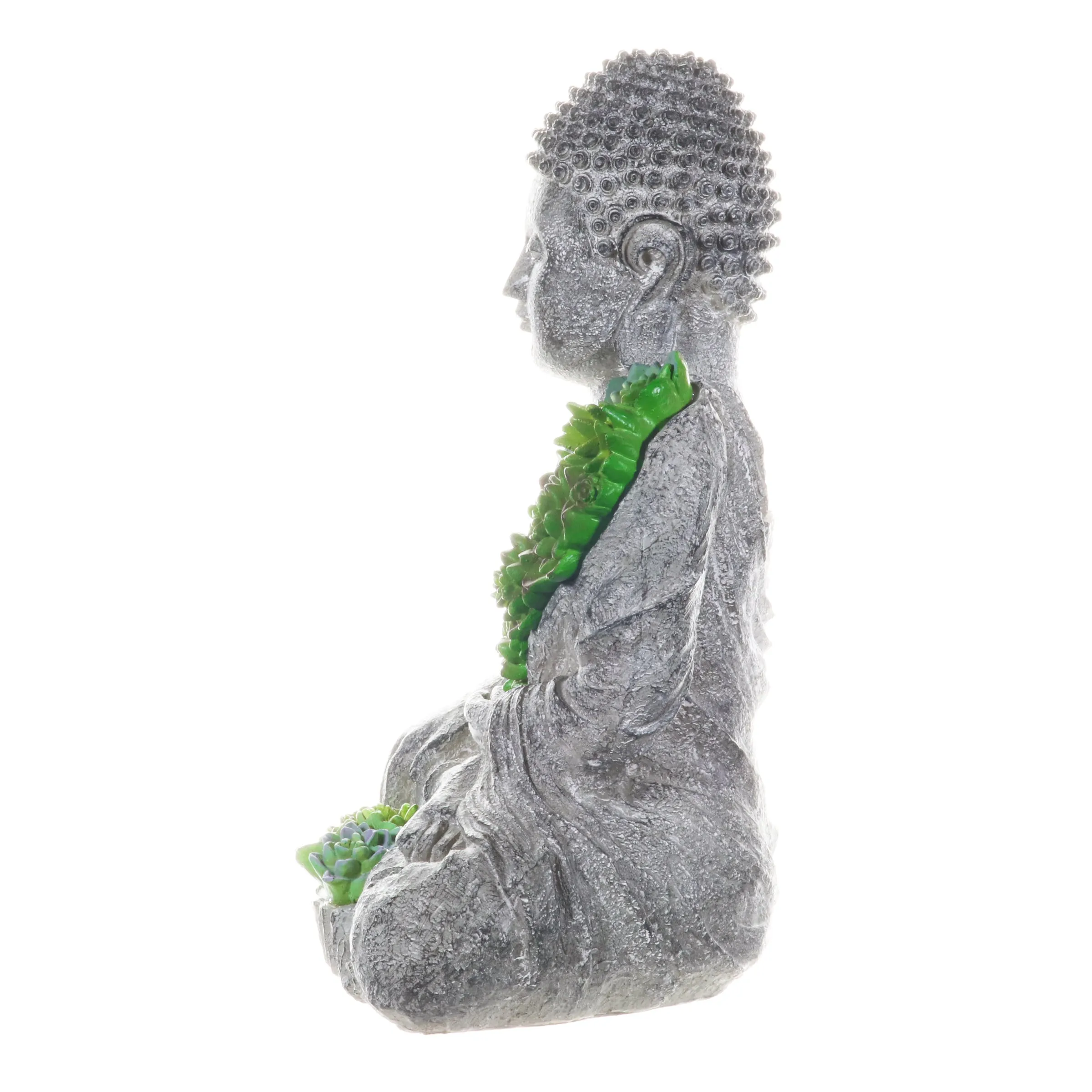 Solar Succulent Adorned Buddha, 10 by 14 Inches