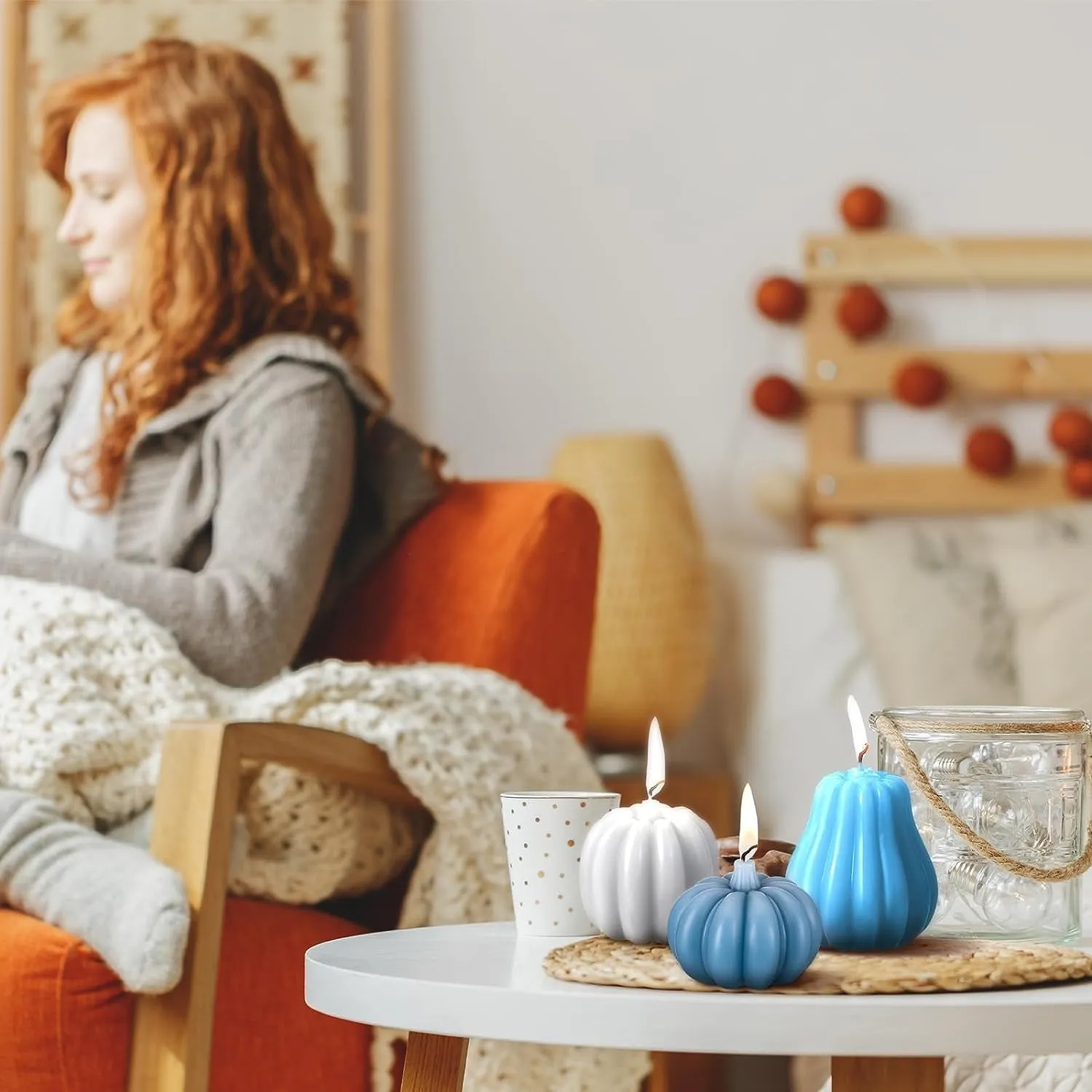Soy Wax Candles: Handmade BLUE Pumpkin Shaped Scented Candles | Pumpkin Dreams: 3 Handmade Fall Soy Candles in Pastel Hues 🍂
