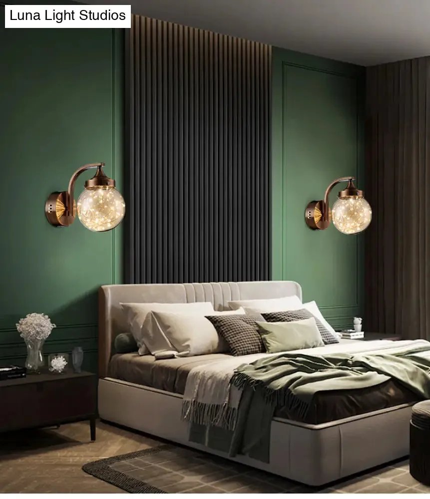Spherical Star Lamp: Creative Wall Sconce for Warm Bedroom Ambiance