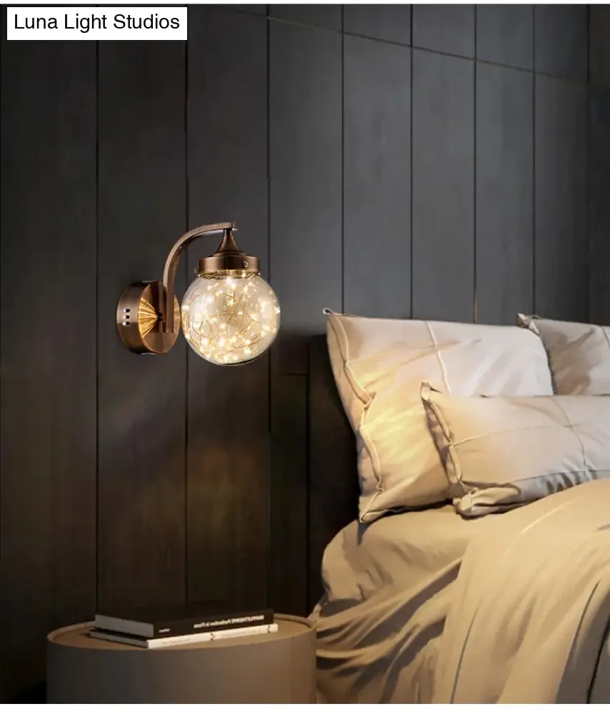 Spherical Star Lamp: Creative Wall Sconce for Warm Bedroom Ambiance
