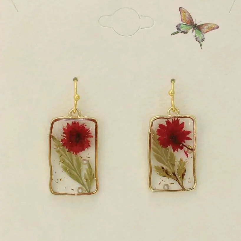 Square Dried Flower Earrings