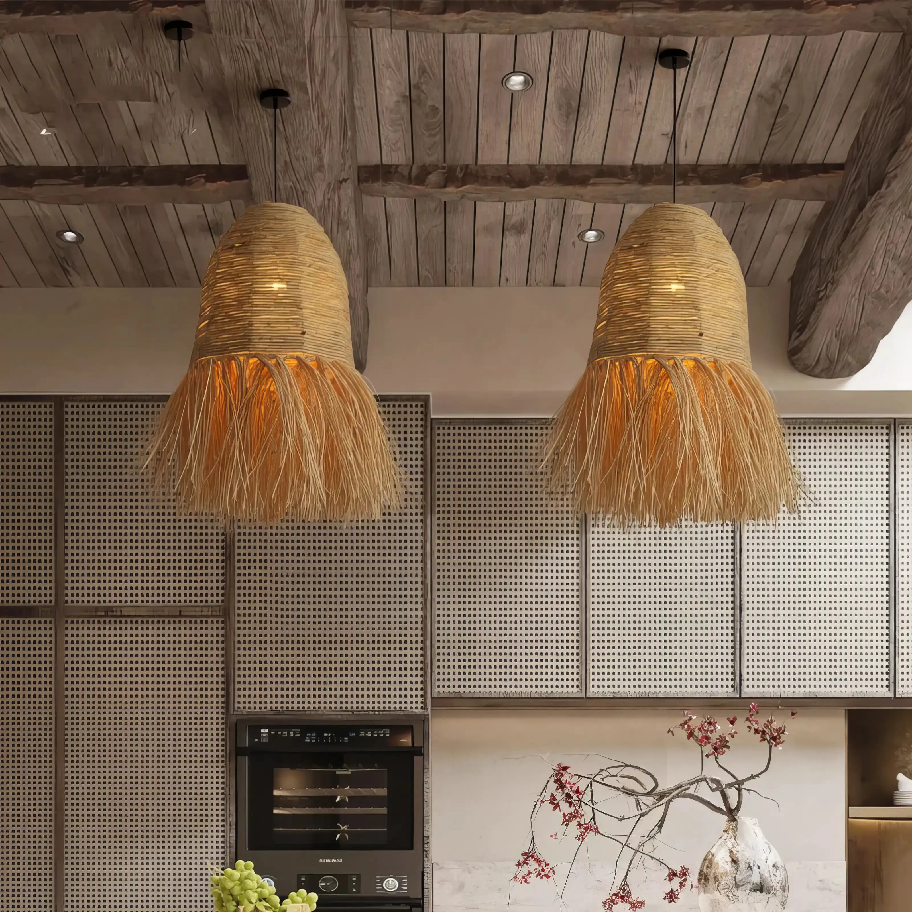 Sturm - Bamboo and Rattan Handmade Round Wicker Ceiling Light