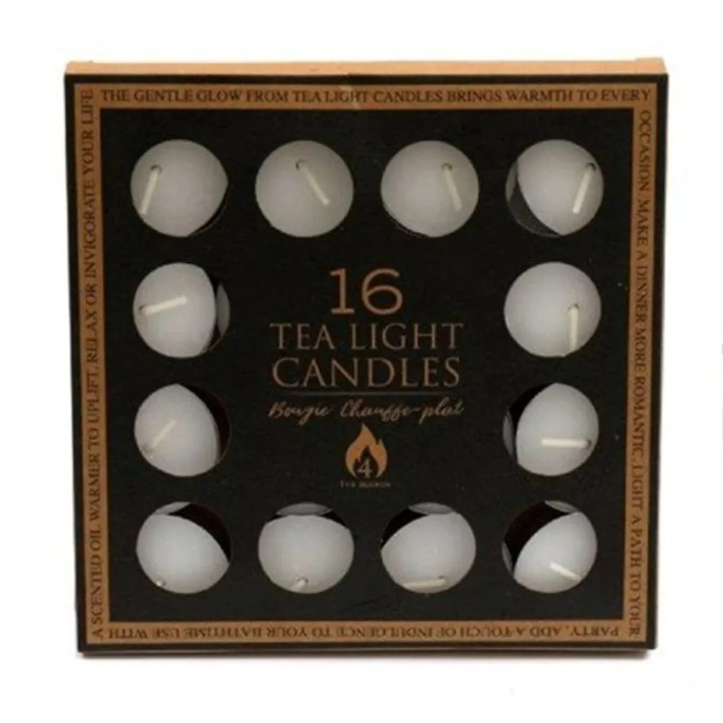 Tea Lights - Pack of 16 4-Hour Unscented Tealight Candles - White