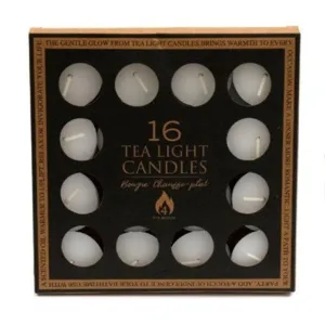 Tea Lights - Pack of 16 4-Hour Unscented Tealight Candles - White