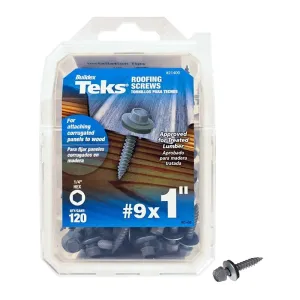Teks 21400 Roofing Screw, #9 Thread, Fine Thread, Hex Drive, Sharp Point, Steel, Zinc :CD120: QUANTITY: 1