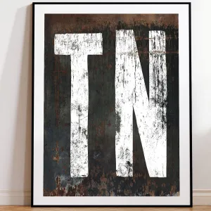 Tennessee Home State Sign Poster Vintage Sign - TN State Vintage Wall Art Print - Industrial Bar & Lounge Decor
