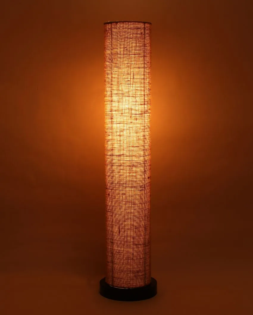 Trendy Jute Round Wood Floor Lamp | 2.8 Feet