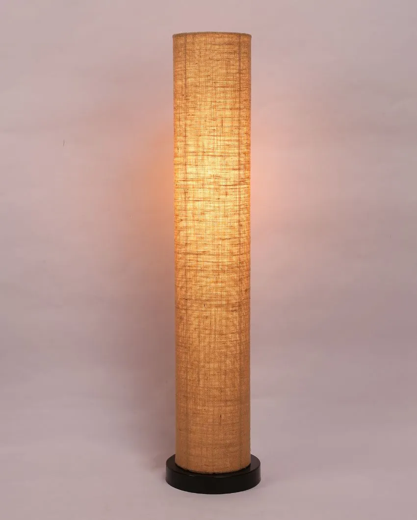 Trendy Jute Round Wood Floor Lamp | 2.8 Feet