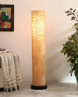 Trendy Jute Round Wood Floor Lamp | 2.8 Feet