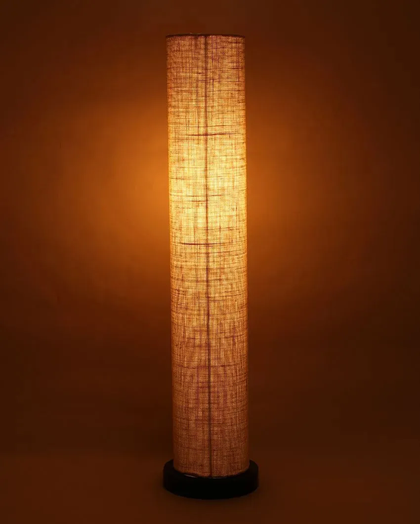 Trendy Jute Round Wood Floor Lamp | 2.8 Feet
