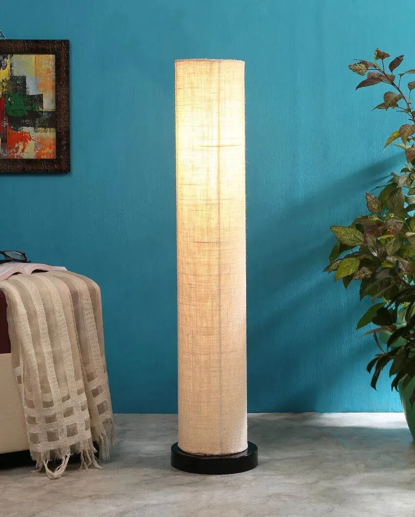Trendy Jute Round Wood Floor Lamp | 2.8 Feet