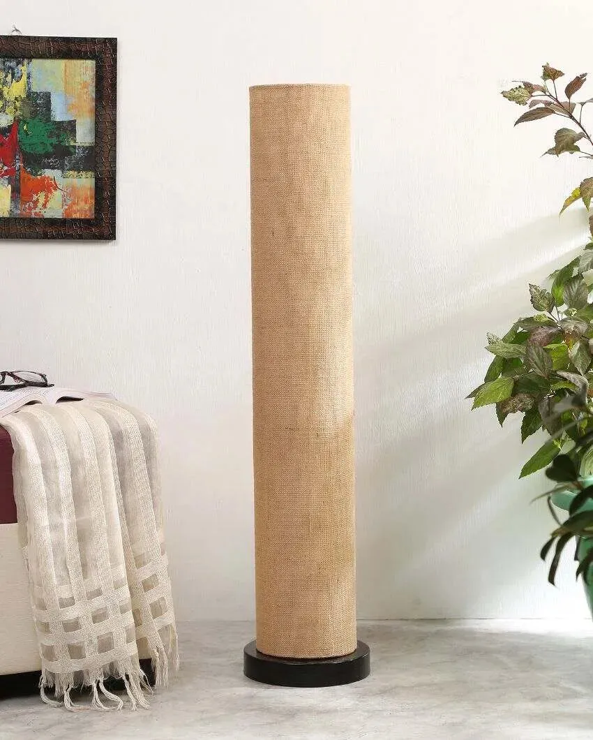 Trendy Jute Round Wood Floor Lamp | 2.8 Feet