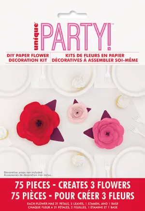 Valentines Pink/Red Paper Flowers DIY Decorating Kit | 1 Kit