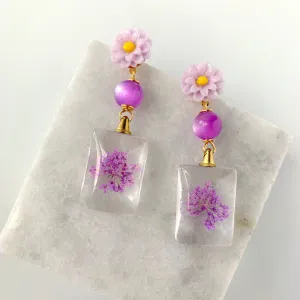 Verbena Dried Pressed Flower Earrings