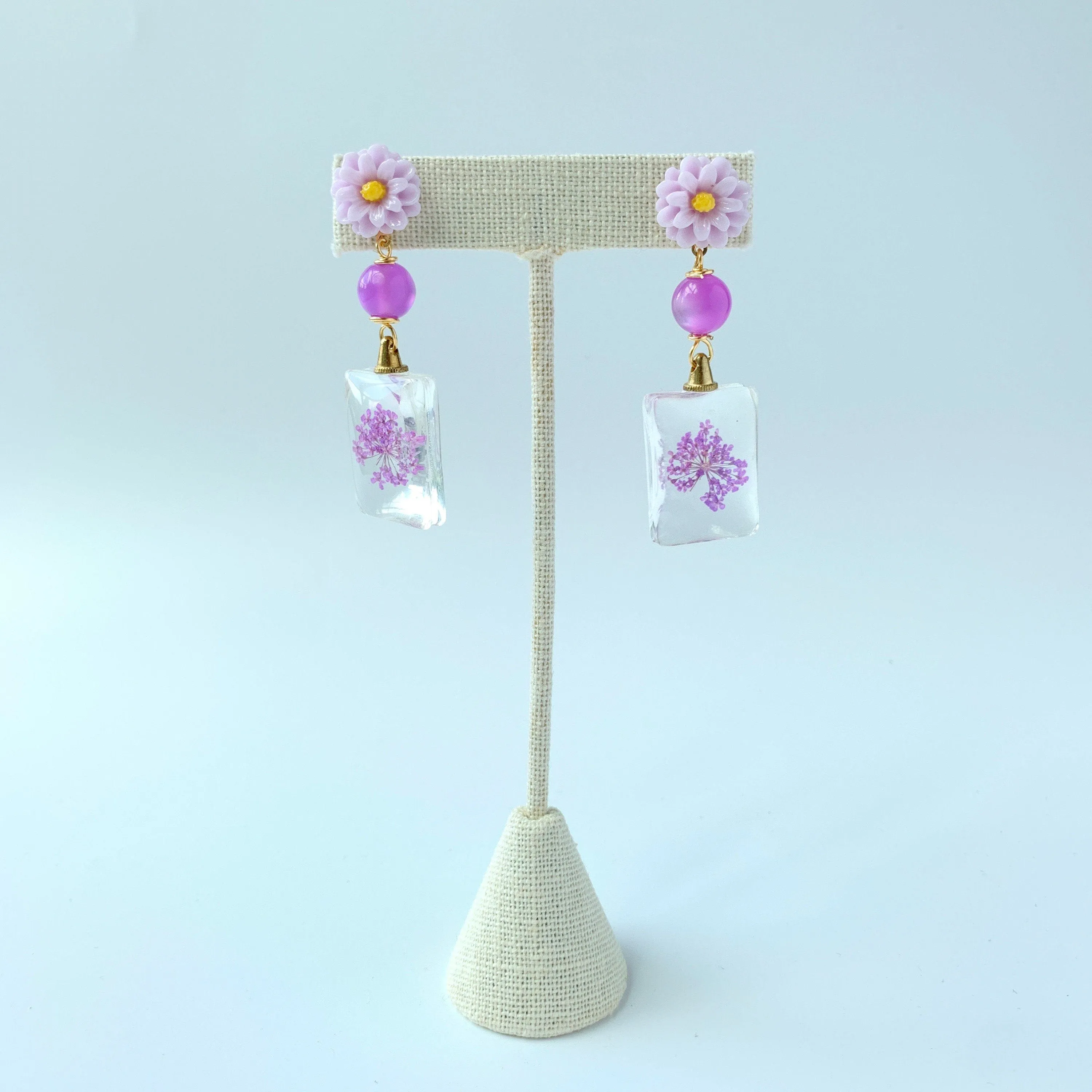Verbena Dried Pressed Flower Earrings