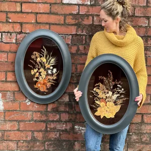 Vintage Pair Of Pressed Flower Art Works