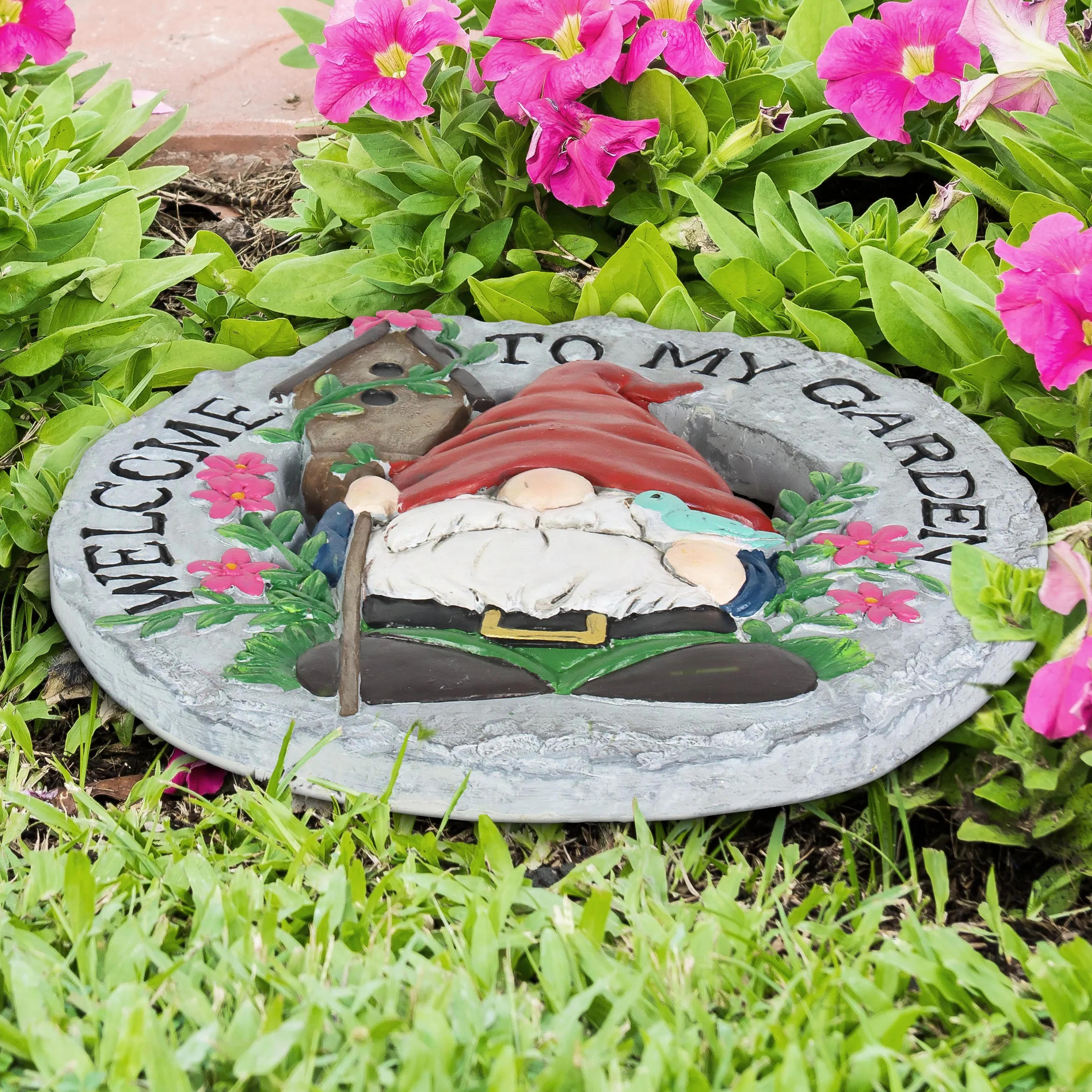 Welcome to my Garden Gnome Hand Painted Resin Stepping Stone, 10 Inch