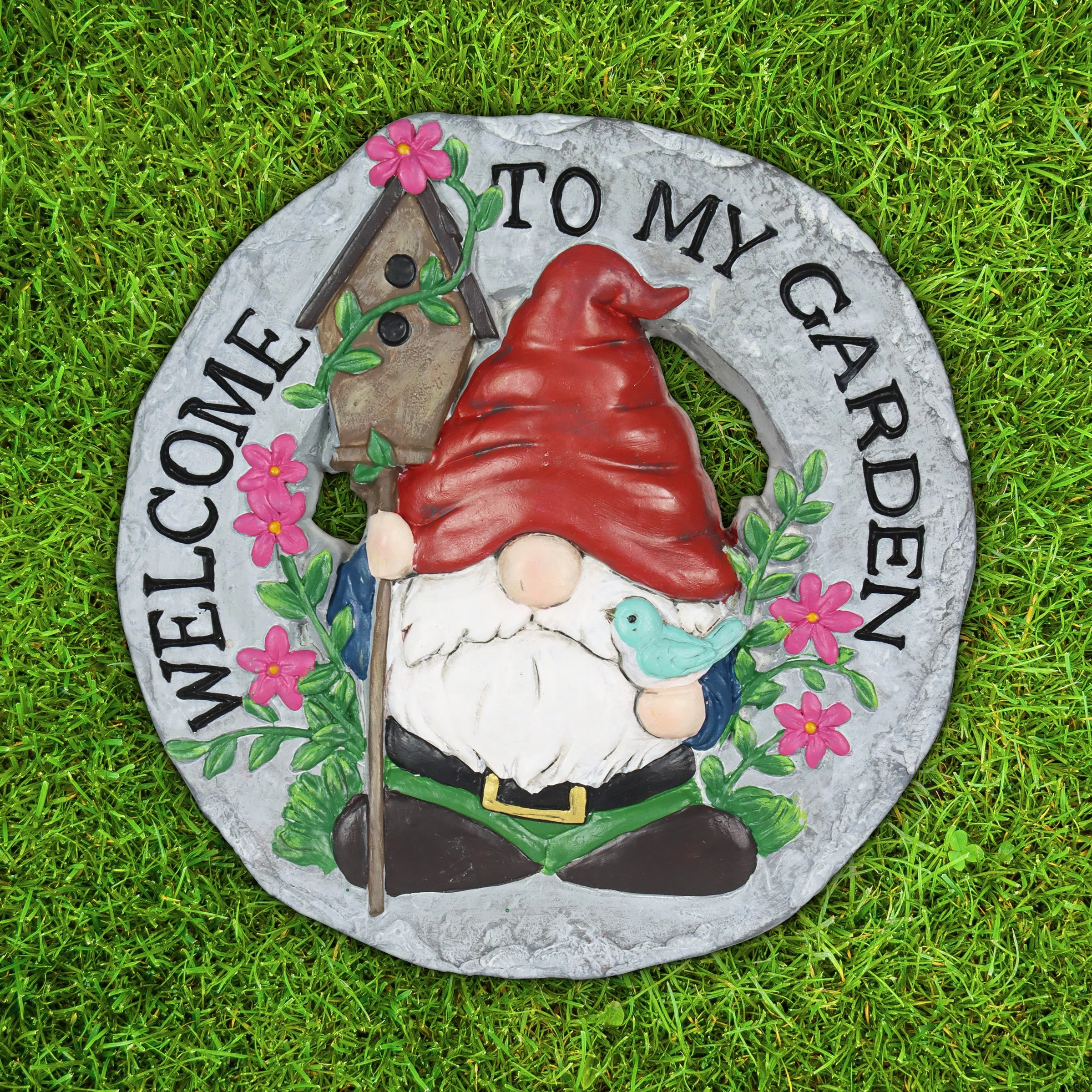 Welcome to my Garden Gnome Hand Painted Resin Stepping Stone, 10 Inch