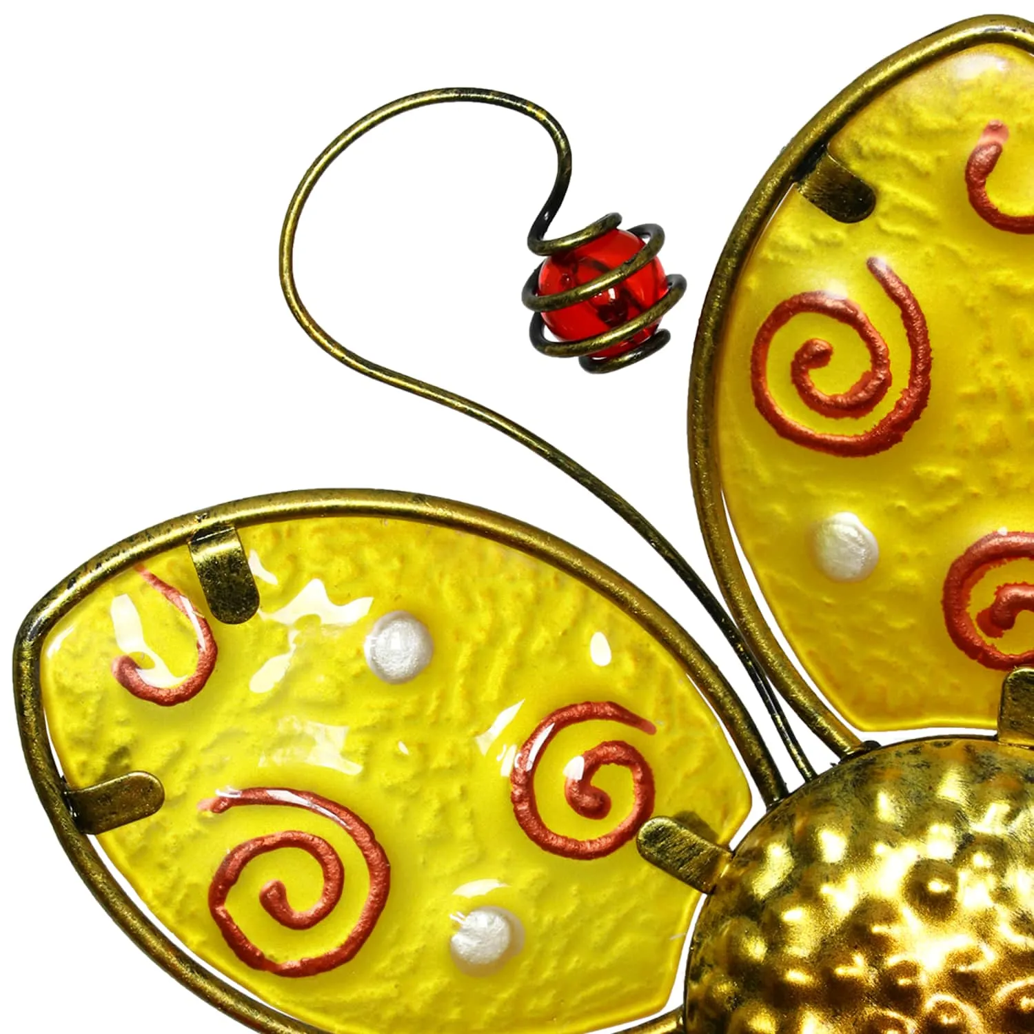 Whimsical Yellow Flower Garden Stake Made of Glass and Metal, 11 by 36 Inches