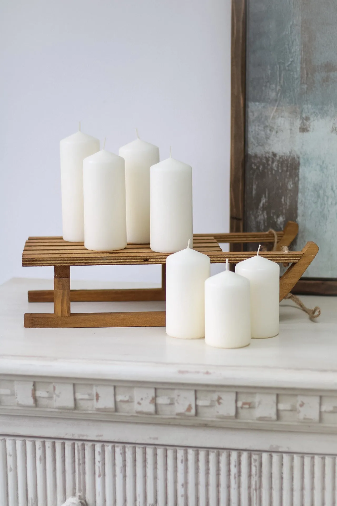 White Pillar Candles | Bundle of 7