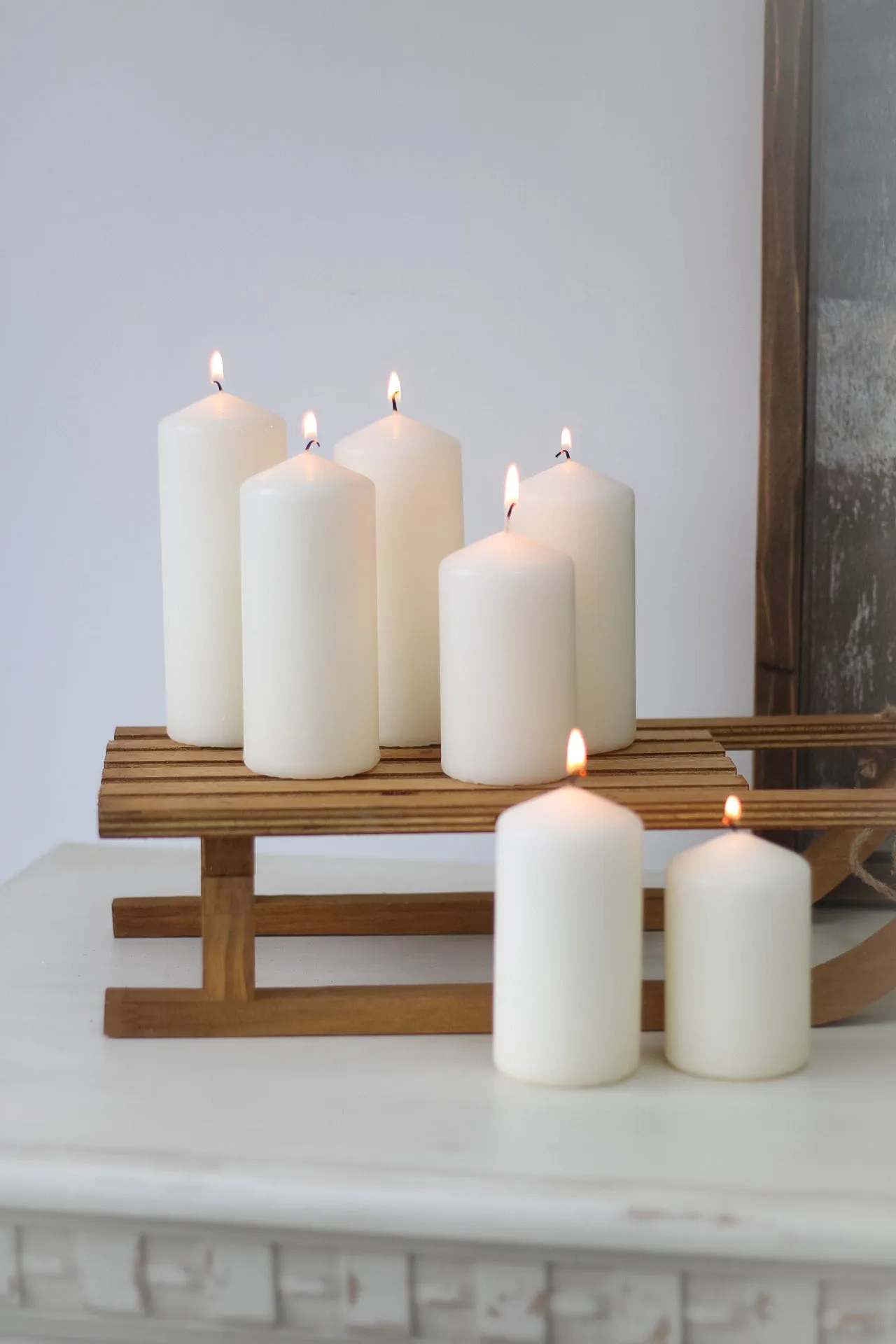 White Pillar Candles | Bundle of 7