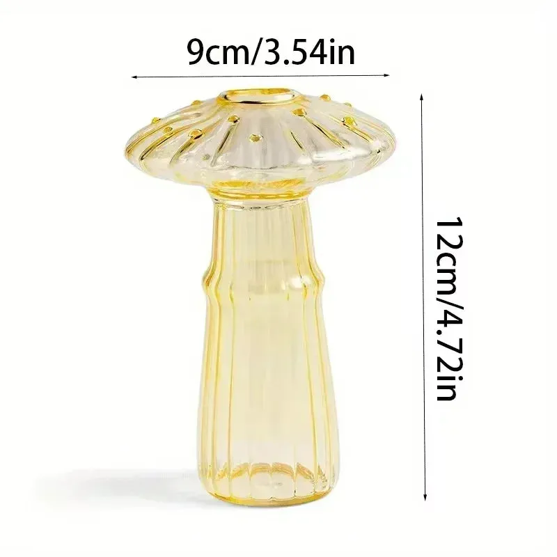 Yeknu Colourful Mushroom Vase Plant Glass Plant  Bud Vase Decoration Home Glass Aromatherapy Vase Living Room Dining Room Desktop