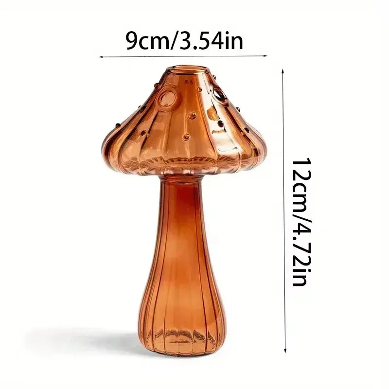 Yeknu Colourful Mushroom Vase Plant Glass Plant  Bud Vase Decoration Home Glass Aromatherapy Vase Living Room Dining Room Desktop