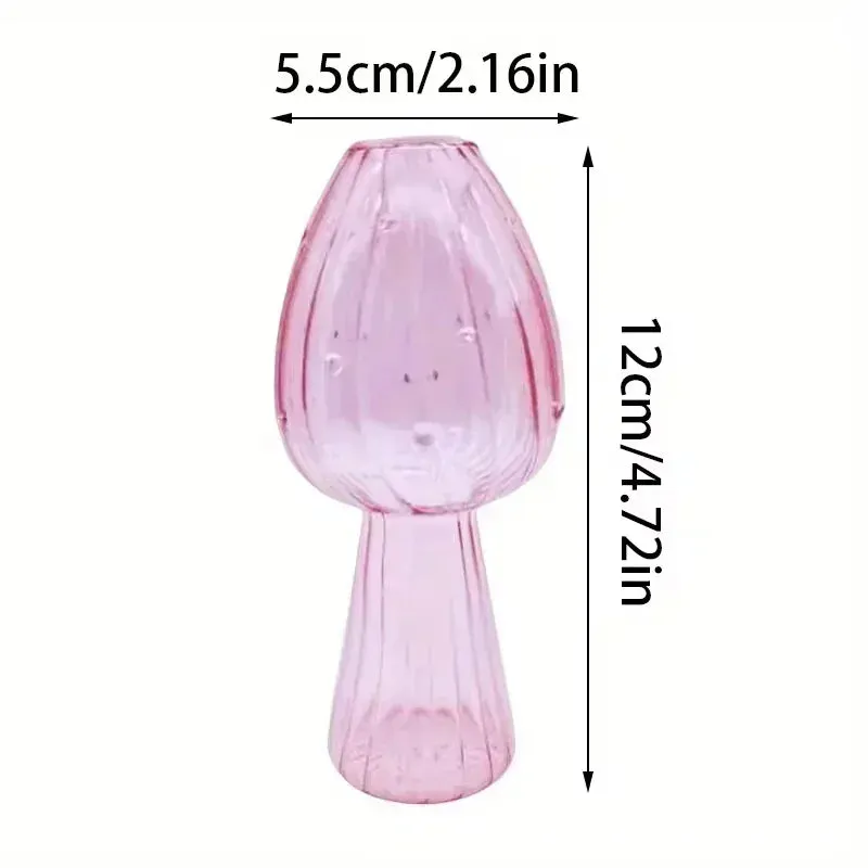 Yeknu Colourful Mushroom Vase Plant Glass Plant  Bud Vase Decoration Home Glass Aromatherapy Vase Living Room Dining Room Desktop